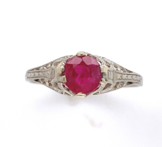 14k Gold Child&#39;s or Pinky .67ct Genuine Natural Ruby Filigree Ring Small... - $450.45