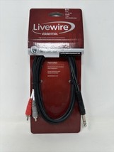 Livewire Essential Interconnect Y-Cable 1/4&quot; TRS Male to RCA Male 6 ft. Black - £10.86 GBP