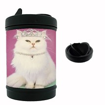 Cat Queen Glam Kitten Royal Black Metal Car Ashtray/Mini Trashcan pink g... - $12.82