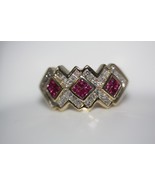 18K Yellow Gold Diamond Pink Sapphire Ring Size 6.5  (SKU #97616) 10.3 g... - $1,459.95 CAD