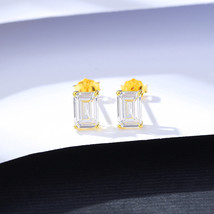 S925 Sterling Silver Zircon Stud Earrings Women's Light Luxury High-Grade Sense  - £9.53 GBP