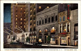 Vtg Postcard, Mayflower Hotel, Harveys Restaurant at Night Washington D.C. - £5.77 GBP