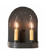 Double Sconce Light with Willow in Kettle Black Tin - $75.00