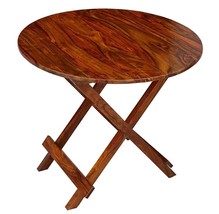 Coffee Table round Wooden Foldable Rosewood,Natural Finish,Brown 22 inches - $159.58