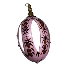 Vintage Christmas Egg Ornament Carved Hand Painted Pink Gold Trim Pineapples  - £18.45 GBP
