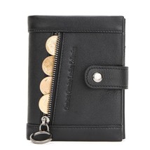 Casual Leather  Mini Wallet Men 2022 New Short Tri-fold Cowhide Wallet Card Hold - £40.14 GBP