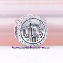 Sterling Silver Chicago Exclusive Charm with Mixed Enamel &amp; CZ Engraved Charm - £14.25 GBP