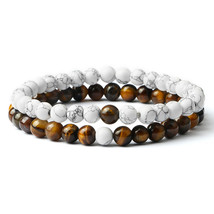 Hot 2pcs/Set Tiger Eye Black Lava Natural Stone Beaded Bracelets Couples Distanc - £9.80 GBP