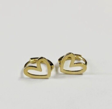 10ct Solid Gold Stylistic Heart Huggie Hoop Earrings 9k 10k, stylish, chic, gift - £74.49 GBP