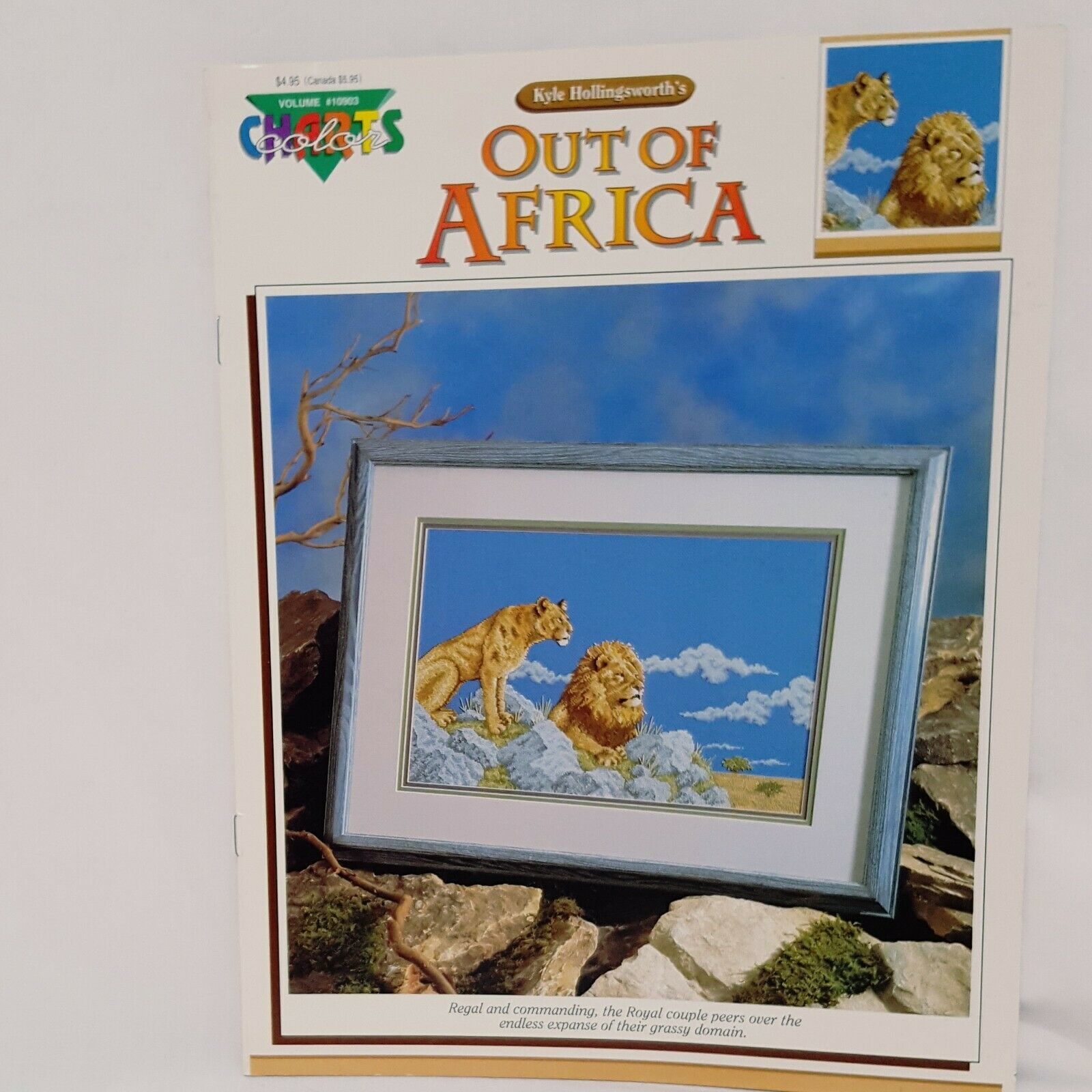 Out of Africa Lions Male Female  Cross Stitch Leaflet Book Color Charts 1991 - $18.99
