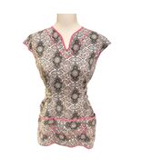 Vintage Kitchen Apron Smock Size Medium Gray Paisley Pink Rick Rack Cott... - $367.22 MXN