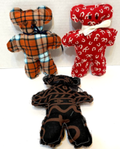 Vintage Lot of 3 Plush Handmade Teddy Bears 6.5 in Tall Different Designs - £9.10 GBP