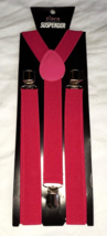 Suspenders Men Or Women Y-Shape Back Clip On Elastic Adjust Magenta Color - £9.92 GBP