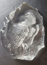 Mats Jonasson Sweden Crystal Etched Eagle Sculpture Paperweight - £18.67 GBP