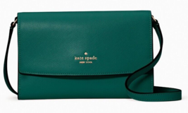 Kate Spade Perry Deep Jade Leather Flap Crossbody Dark Green K8709 NWT $... - £79.12 GBP