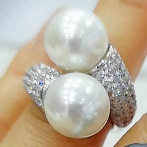 GODKI  Trendy Round  Statement Rings for Women Zircon Finger Rings Beads... - $57.26