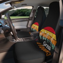 Custom Car Seat Covers: Retro-Styled Sunset Landscape - $61.80