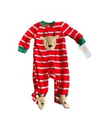 Carter&#39;s Just One You 3-month Reindeer fleece PJ&#39;s Sleeper Red Stripe Ne... - $13.52 CAD