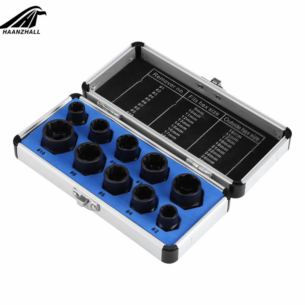 10Pcs Damaged Bolt Nut Screw Remover Extractor Removal Set Nut Removal S... - $278.17
