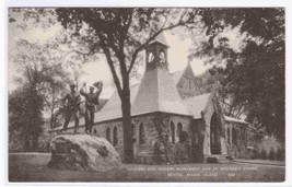 St Michaels Chapel Soldier Monument Bristol RI postcard - $4.46