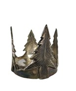 Vintage Silverplate over Solid Brass Christmas Tree Jar Candle Holder Fa... - $366.26 MXN