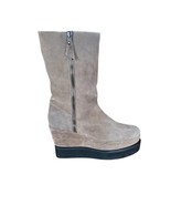 Stuart Weitzman Taupe Fur-Lined Zipper Platform Boots, Women&#39;s Size 10.5 - $75.99