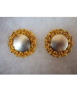 Vintage Retro Modernist Signed Lee Wolfe 1992&quot;  Clip On Earrings Gold Si... - £39.00 GBP