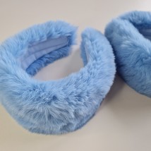 Eco faux fur plush headband, light blue wide fur hairband, christmas gift - $32.00