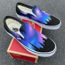 Galaxy Forest Black Slip On Vans - Men&#39;s and Women&#39;s Shoes  - £188.82 GBP