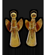 Brass Angel Candle Holder Candlestick Holders Set Lot 2 Mexico Christmas... - $99.89