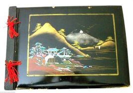 Vintage RETRO enameled Black Enameled Abalone Inlaid Photo Album Scrap 1... - $41.16