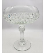 Vintage Indiana Glass Clear Cut Diamond Point Pedestal Candy Dish Compote - $17.73 CAD