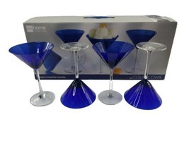 JCPenney Colin Cowie Blue Cosmopolitan Martini Cocktail Glass Set of 4 - £30.97 GBP
