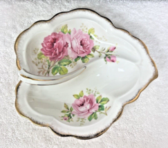 ROYAL ALBERT Bone China American Beauty Divided Leaf Shaped Handled Serv... - $44.55