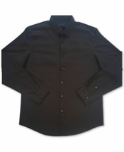 Alfani Stretch Men&#39;s Ashland Plaid Woven Shirt, Deep Black-Size Small - £12.00 GBP