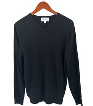 Mott &amp; Bow Black V-Neck Sweater Small 100% Merino Wool Lightweight Long ... - $19.79