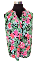 Caribbean Joe Island Casual Blouse Women&#39;s Size 1X Tropical Multicolor Floral - £12.66 GBP