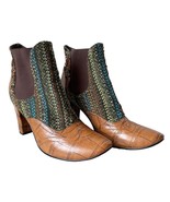 Tracy Porter Fabric &amp; Croc Leather Brocade Boho Pull On Ankle Boots-Wome... - $1,446.05 MXN