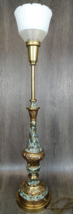 Rembrandt 34&quot; Tall Brass Torchiere Candle Stick Table Lamp 924 Gold/Aqua/Black - £78.28 GBP