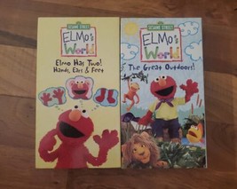 Sesame Street Elmo&#39;s World VHS Lot Of 2 Great Outdoors Hands, Ears &amp; Fee... - £16.20 GBP