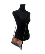 Vintage Brighton Crossbody Bag Organizer Leather Heart Accent Brown Blac... - $44.55