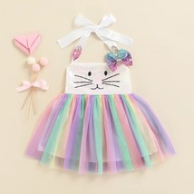 NEW Sequin Easter Bunny Rabbit Girls Sleeveless Rainbow Tutu Dress 2T 3T 4T 5T - £7.71 GBP