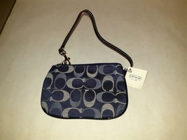 NWT Genuine Coach ISignature Collectiom Wrislet Purse Navy White Leather - £23.72 GBP