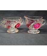 Vintage Westmoreland Della Robbia Creamer &amp; Sugar Bowl Flashed Embossed ... - $17.37 CAD