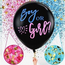 GRIT Jumbo 36 Inch Gender Reveal Balloon - BOY OR GIRL Black Printed Balloons fo - £28.09 GBP