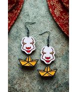 Killer Clown Earrings, Handmade Horror Movie Jewelry, Creepy Costume Ear... - $19.99