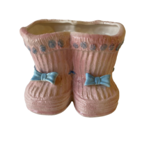 Vintage Ceramic Planter Baby Bootie Pink Vase Nursery Mid Century Decor Boot - £11.80 GBP