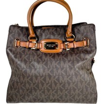 Michael Kors Hamilton Signature Tote Dark Brown Coated Canvas Purse - $64.95