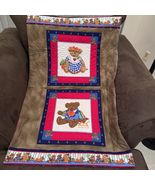 Vintage Baby Crib Quilt Handmade Cranston Print Teddy Bears &amp; Cats 42.5 ... - $44.55
