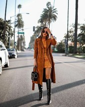 Women suede long coat Women designer sheepskin suede leather coat jacket #6 - £334.42 GBP